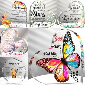 6 Inspirational Acrylic Heart Shaped Plaque/Decor Gift for Anyone